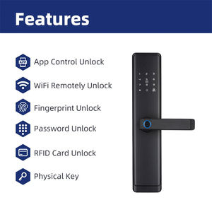 Essai <span class=keywords><strong>gratuit</strong></span> Serrure de porte intelligente déverrouillée par carte à puce électronique Q5 avec application Tuya Ttlock pour porte en aluminium et bois - Product Image 3
