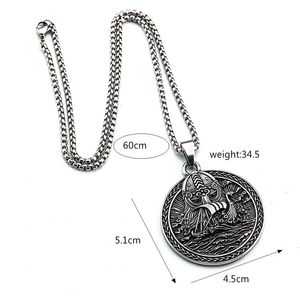 Collar con Colgante Nórdico Retro de Acero Inoxidable para Hombre, Medalla Vikinga Náutica de Doble Cara, Joyería de Regalo, Accesorio de Moda - Product Image 5
