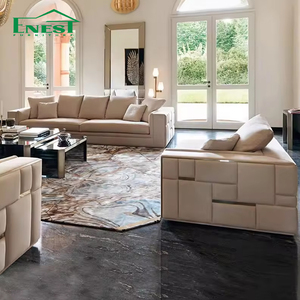 Sofá Seccional Moderno de Alta Gama, Juego de Sofás de Lujo para Sala de Estar, Cuero Genuino, Tela de Cuero para Villa, Muebles de Sofás Italianos - Product Image 2