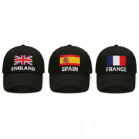 Gorra de Béisbol Oxford Dobby Impermeable con Logotipo Personalizado y Bandera Nacional, Bordado a Mano, para Fanáticos de Deportes, Ajustable, Transpirable, con Protección Solar
