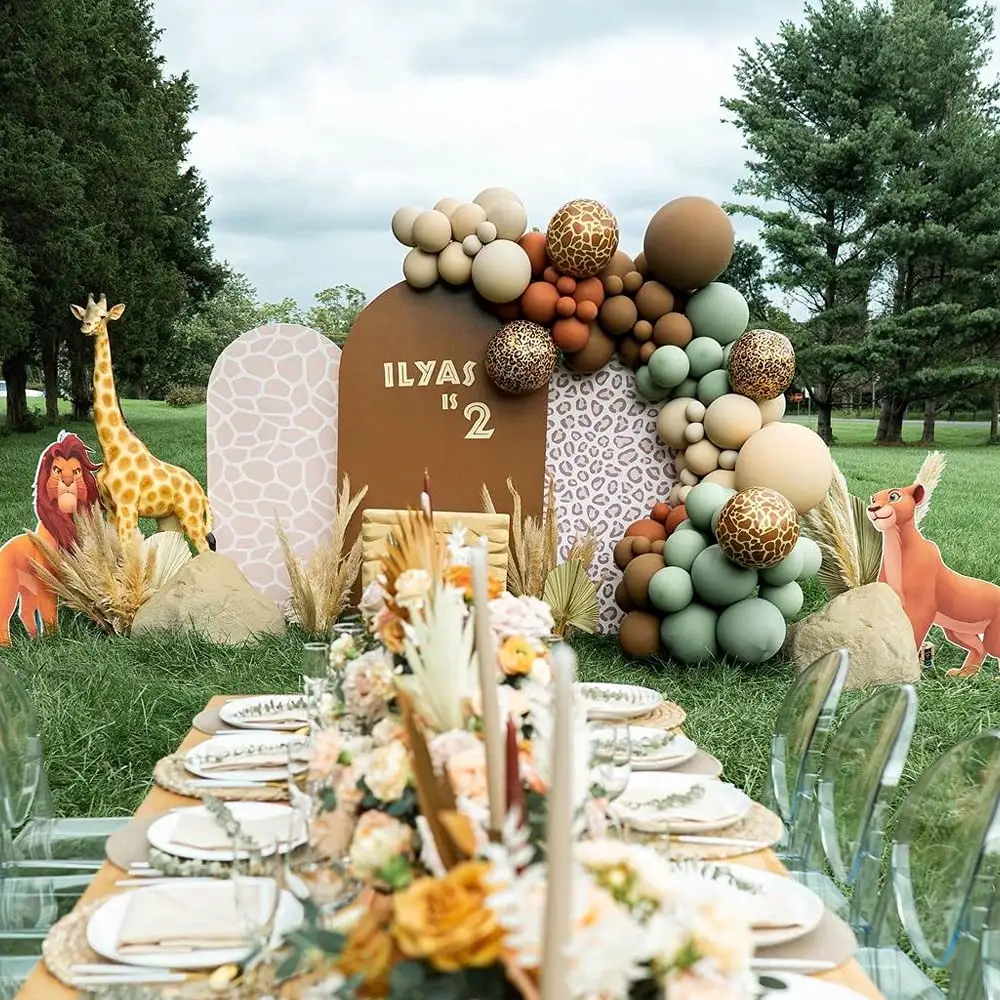 Kit de arco de balões com guirlanda para festa, tema da selva, safari, animais, floresta, zoológico, sálvia verde, decoração de chuveiro de bebê