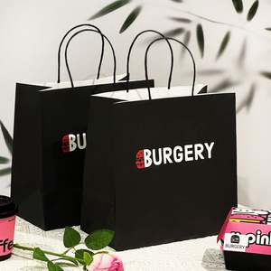 Bolsas de Papel Kraft Personalizadas con Asas para Comida para Llevar de Restaurantes, Cafés, Pollo Frito y Hamburguesas, con Impresión de Logotipo - Product Image 6
