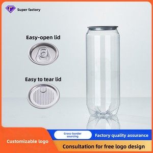 Thực Phẩm Cấp Xi Lanh Soda Nước Trái Cây Gói Rõ Ràng Pet Nhựa Lon Dễ Dàng Mở Nhôm Có Nắp Đậy Tùy Chỉnh Dùng Một Lần 500Ml Pop Lon Logo - Product Image 2