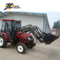 JIULIN Offre Spéciale tracteur agricole 4WD 4 en 1 chargeur frontal godet avec lame de bulldozer PTO Connect rétrocaveuse 40hp 50hp 55hp