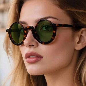 Lunettes de soleil rondes tendance rétro 2025 avec logo personnalisé, rivets punk, protection UV400, petite monture pour hommes et femmes - Product Image 1