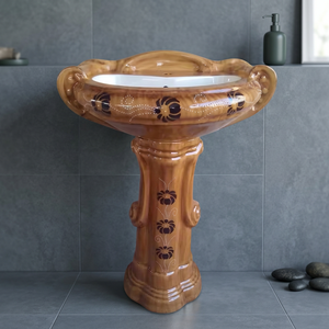 Modern Luxury Ceramic Wash <b>Basin</b> Pedestal Set Wall Mounted Bathroom Sink with Full Pedestal Lavabo - Product Image 6