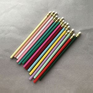 Crayon hexagonal de 7,5 pouces avec gomme, pas cher, sans impression, accepte logo personnalisé - Product Image 2