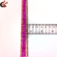 Expédition rapide Bande de strass en verre rose vif rectangulaire pour la décoration de robes et les loisirs créatifs