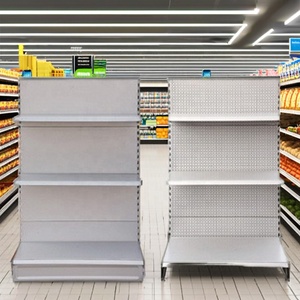 Étagère de <span class=keywords><strong>supermarché</strong></span> européenne allemande à usage intensif présentoir en métal double face Design moderne en acier pour étagère d'épicerie - Product Image 3