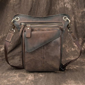 Ando <b>Bag</b> Vintage Genuine Leather <b>Waist</b> Leg <b>Bag</b> <b>Men</b> Cowhide Hip Pouch Crossbody Shoulder <b>Bag</b> with Adjustable Straps - Product Image 2