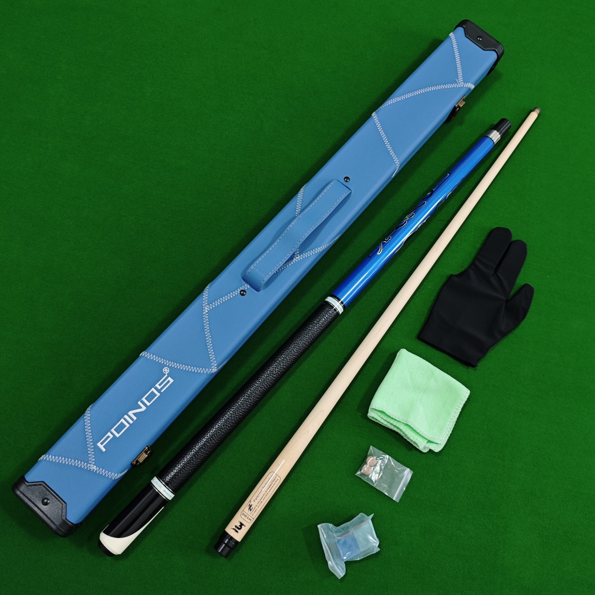 Cue azul con el caso