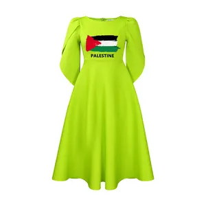 נשים רקמה ארוכה גברת אופנה אופנה בחורה אלגנטית לילה שמלת פלסטינית לנשים