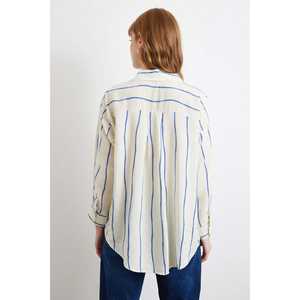 Camisa Modal a Rayas Saks para Mujer, Blusa Casual de Popelina con Botones, para Uso Diario - Product Image 1