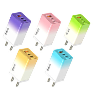 65W Gan Pastel Gradiënt Usb C Oplader Blok <span class=keywords><strong>3</strong></span>-Poort Snelle Compacte Lader Voor Macbook Air Ipad Iphone 16 Pro Galaxy S25 - Product Image 1