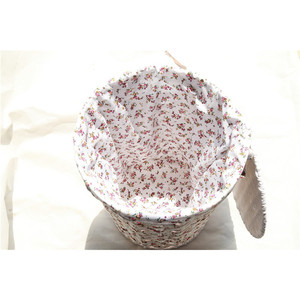 Cesta de lavandería tejida a mano, cesta redonda de tela para almacenamiento de ropa, organizador de ropa, estilo pastoral - Product Image 3
