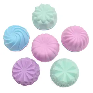 24 gói Silicone cupcake Baking ly 6 hình dạng Silicone Baking ly không dính muffin cupcake lót