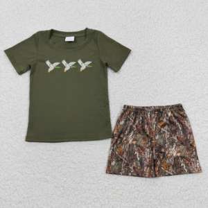 Vêtements de printemps et d'été de haute qualité pour garçons en bas âge, tenue de chasse, short à manches courtes camouflage marron clair - Product Image 4