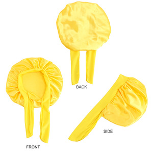 Bonnet Rambut Satin Bayi dengan Logo Custom, Penutup Kepala Tidur Dua Lapis yang Dapat Disesuaikan untuk Wanita, Penutup Kepala Sutra dengan Hiasan Pita untuk Perawatan Rambut Keriting - Product Image 3