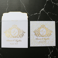 Gaya buku persegi dengan pola timbul Hardcover undangan pernikahan kustom kartu undangan ulang tahun kartu RSVP