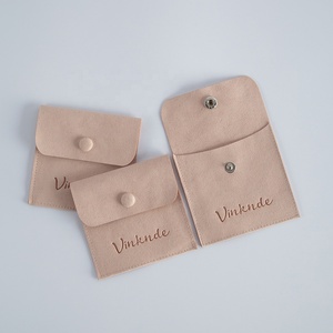 Pochette à bijoux en microfibre de luxe avec fermeture à bouton pression, logo personnalisé imprimé, 8*8 cm, mini enveloppe - Product Image 2