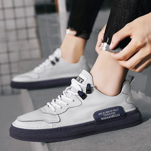 New men's casual shoes,pure white,low heel, adhesive tape on the top, <b>round</b> head, <b>canvas</b> material,suitable for spring and summer - Product Image 5