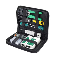 Kit d'outils réseau informatique RJ45 RJ11 : Pince à sertir, testeur de câble, outil de pose, dénudeur de fils, tournevis avec boîte de rangement