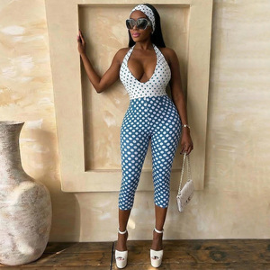 BH1746 Nuova Collezione Abbigliamento <span class=keywords><strong>Donna</strong></span>, <span class=keywords><strong>Tuta</strong></span> <span class=keywords><strong>Aderente</strong></span> Sexy a Pois Bianchi e Neri, Semplice e Creativa - Product Image 4