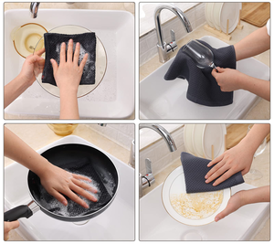 Eco4 कस्टम लोगो माइक्रोफाइबर वावे रसोई के तौलिए अत्यधिक अवशोषित लिंट-मुक्त पकवान कपड़े - Product Image 5