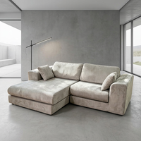 Canapé d'angle Chesterfield compressé en forme de L, trois places, en tissu velours côtelé, rembourré en mousse, grand canapé sectionnel sans armature, NOUVEAU 2026, pour hôtel moderne