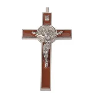 中东宗教口袋高品质受难棕色滴釉奖章重锌吊坠支撑十字架