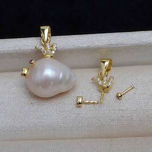 Pendentif en argent S925 avec perle baroque en forme de petit poisson pour femme, accessoires de bijoux DIY 4102 - Product Image 1