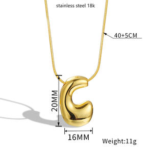 Joyería de moda Estilo lindo Burbuja pequeña Chapado en oro Collar con colgante de letra inicial hinchada de acero inoxidable - Product Image 3