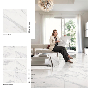 Vistaar Light Blue Bone Design 600x600mm Polished GVT Porcelain <b>Tiles</b> For Elegant Interior Flooring - Product Image 6