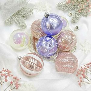 Nouvel ensemble de boules de Noël transfrontalières de 8 cm/8 pièces, peintes à la main, en plastique, style américain, pour décorations de festival et ornements d'arbre - Product Image 3