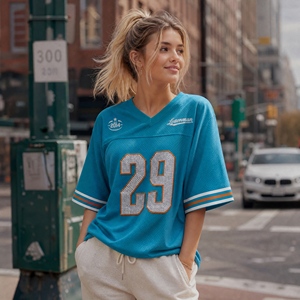 Maillot de baseball court premium en maille de haute qualité, entièrement personnalisable avec strass épais, motif graphique national et numéro imprimé sur mesure - Product Image 6