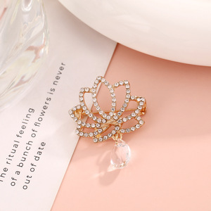 Broche de Flor de Aleación de Zinc con Engaste de Bisel, Accesorio de Fiesta para Mujer, Diseño de Girasol y Loto, Pin Decorativo para Corsage - Product Image 2