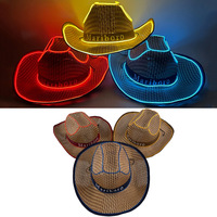 Sombrero de Vaquero Personalizado con Luces LED Intermitentes para Decoración, Gorro Luminoso para Festivales y Fiestas EDC para Adultos