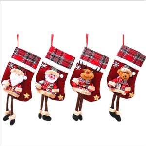 Weihnachtsdekoration Stoffstrumpf-Anhänger Puppen Dreidimensionale Jute-Socken Geschenktasche Langbeinige Strümpfe - Product Image 5