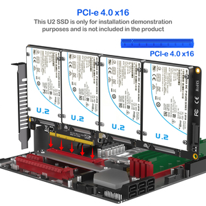 Adaptador 4 en 1 U.2 a PCIE4.0x16 U2 SSD 4 posiciones de disco Unidad de estado sólido Matriz RAID Expansión Escritorio PCI-E Split - Product Image 5