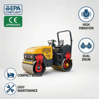 Compacteur routier vibrant à double tambour en acier de 4 tonnes, hydraulique intégral, pour asphalte, homologué CE EPA
