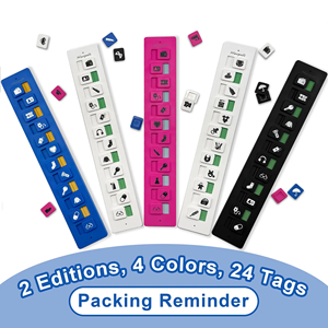 Recordatorio de lista de embalaje de viaje 24 deslizadores ajustables herramienta de recordatorio portátil para equipaje vuelo de avión impermeable y duradero - Product Image 4