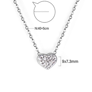 Collier en acier inoxydable avec pendentif en zircone cubique pour femme, bijoux fantaisie, collier en zircon en forme de cœur pour femme - Product Image 2