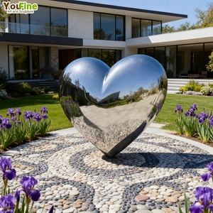 Youfine hiện đại cao đánh bóng gương ngoài trời kích thước lớn Kim Loại Lớn thép không gỉ trái tim nghệ thuật điêu khắc tượng để bán - Product Image 6