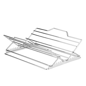 Support à poulet rôti pliable en acier inoxydable, multifonction, portable, réutilisable, réglable, résistant à la chaleur, non revêtu, pour four et charbon de bois - Product Image 2