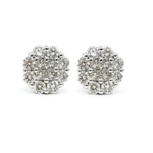 Boucles d'oreilles classiques en or blanc 18 carats plaqué or, style princesse illusion, cadeau tendance pour femme, fiançailles, mariage, fête - Product Image 1