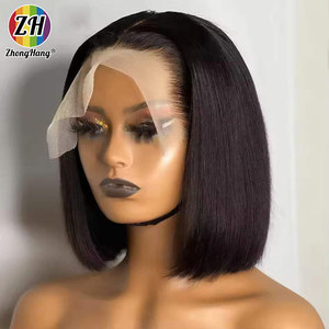 Peluca Bob <span class=keywords><strong>de</strong></span> Cabello Humano Sin Pegamento, Pre-Arrancada y Pre-Cortada, Encaje Frontal HD 13x4, Listo para Usar - Product Image 1