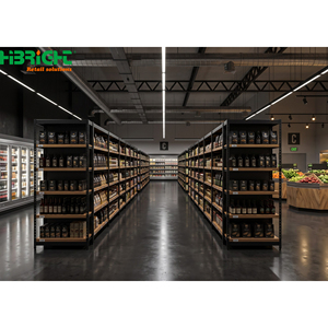 Estanterías Modernas para Supermercados, Exhibidores para Tiendas de Abarrotes, Estantes Metálicos con Acabado de Madera, Accesorios para Tiendas, Mostrador de Caja - Product Image 3