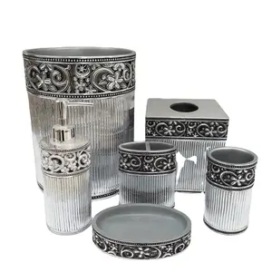 Conjunto de accesorios de baño de plata árabe, Set sanitario para decoración de Hotel