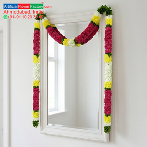 Guirnalda de Flores Artificiales Rosa, Blanco y Amarillo, Decoración Floral Colgante para Bodas, Mandap, Festivales, Templos, Pooja, Entrada de la Casa - Product Image 5