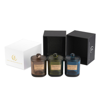 Nouvelle Arrivée de Haute Qualité, Porte-Bougie Carré en Verre à 3 Mèches Personnalisable et Coloré avec Couvercle, Ornement de Noël, Décoration d'Intérieur